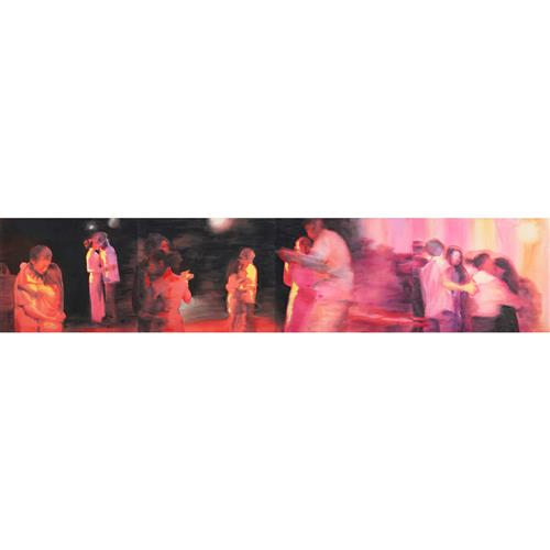 61 · FENG BIN (Chinese, born 1962) Dancing in Red Shadows (Study) 2008 acrylic on silk on linen, quadriptych 100 x 120cm (each); 100 x 48...