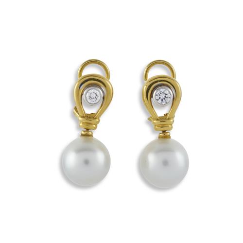 PAIR OF SOUTH SEA PEARL AND DIAMOND EARRINGS Property of a Private New South Wales Collector
