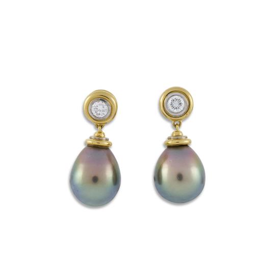 216 · PAIR OF TAHITIAN PEARL AND DIAMOND EARRINGS Property of a Private New South Wales Collector