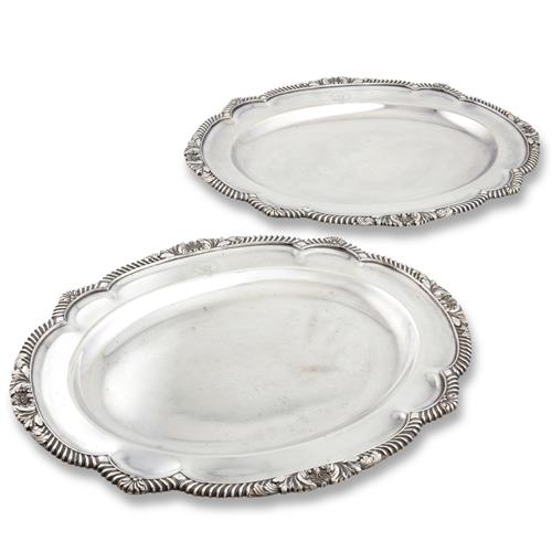 70 · A PAIR OF EARLY VICTORIAN SHEFFIELD PLATE MEAT DISHES Respectively marked with the devices of Waterhouse, Hatfield, & Co. and Aaron...