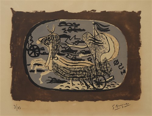 GEORGES BRAQUE (French, 1882-1963) Phaeton, Char I 1945 colour lithograph, ed. 9/75 30.5 x 43.5cm (64.5 x 74.5cm framed)