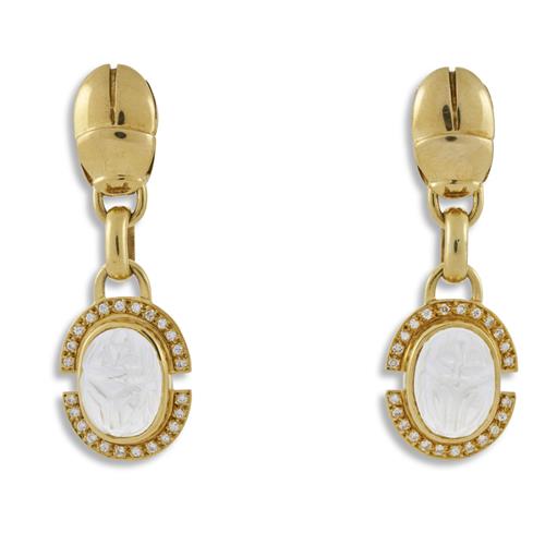 ROBERT CLERC PAIR OF 'EGYPTIAN COLLECTION' QUARTZ AND DIAMOND EARRINGS Property of a Private New South Wales Collector