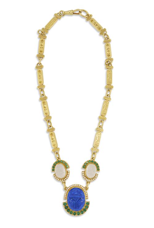 201 · ROBERT CLERC 'EGYPTIAN COLLECTION' LAPIS LAZULI, EMERALD, QUARTZ AND DIAMOND NECKLACE, CIRCA 1993 Property of a Private New South Wa.
