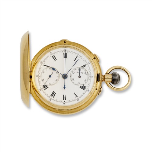14A · 18CT GOLD SPLIT-SECONDS HUNTINGCASED CHRONOGRAPH WATCH CIRCA 1890