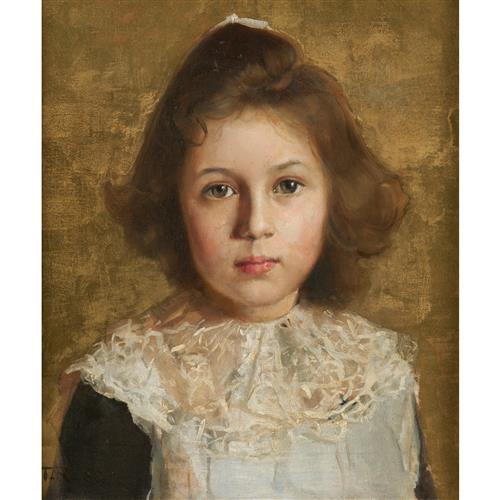 TOM ROBERTS (1856-1931) Little Nell Simpson 1888 oil on canvas 34.9 x 29.8cm
