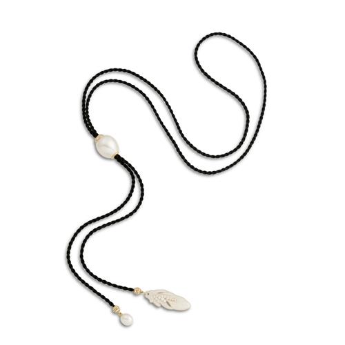 54 · PASPALEY 18CT GOLD, DIAMOND, SOUTH SEA PEARL AND MOTHER OF PEARL WILD SILK NECKLACE