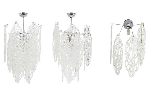 TONY ZUCCHERI PAIR OF CHANDELIERS AND SCONCE FOR VENINI