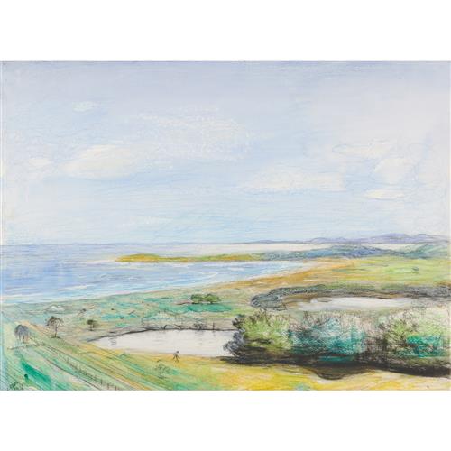 20 · LLOYD REES (1895-1998) Morning Impression - North Down Tasmania 1976 acrylic and pastel on paper 55 x 75cm