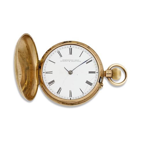 17 · ROTHERAMS LONDON A 9CT GOLD HUNTINGCASED POCKETWATCH RETAILED BY STEVENSON BROS SYDNEY & ADELAIDE CIRCA 1890