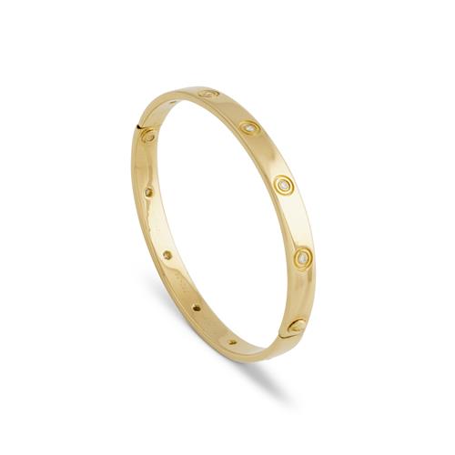 CARTIER, 18CT GOLD AND DIAMOND 'LOVE' BANGLE, CIRCA 1980