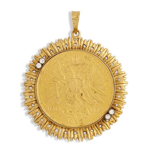 A Gold And Diamond Coin Pendant