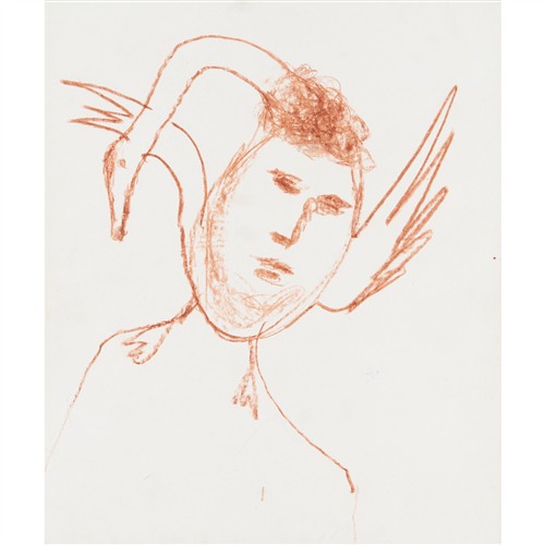 68 · SIDNEY NOLAN (1917-1992) (Leda and Swan) mixed media on paper 30.5 x 25.5cm