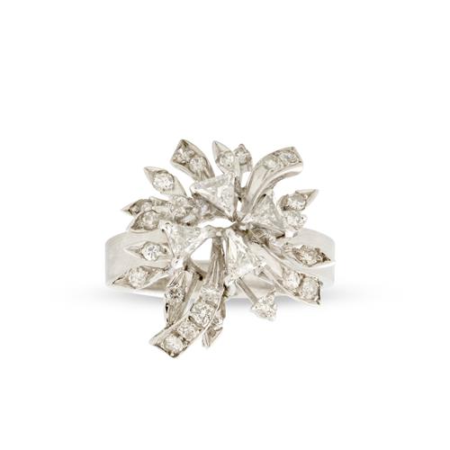 72 · 9CT WHITE GOLD AND DIAMOND EARRINGS, RING AND NECKLACE SUITE