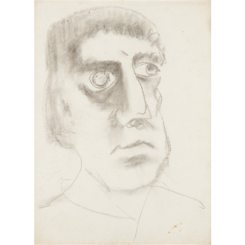 73 · SIDNEY NOLAN (1917-1992) (Head of Man) c.1958 charcoal on paper 78.5 x 56.5cm