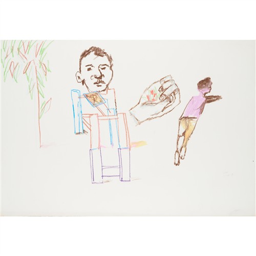 74 · SIDNEY NOLAN (1917-1992) (Figures and Tree) 1978 crayon on paper 72 x 103 cm