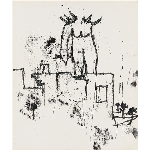 SIDNEY NOLAN (1917-1992) Montale, Lowell: Imitations, 1965 transfer drawing 30.5 x 25.5cm