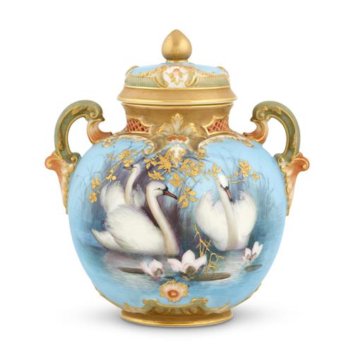 A Royal Worcester Porcelain Pot Pourri Vase Decorated By Charles Baldwyn Shape 1515, Date Cipher For 1902