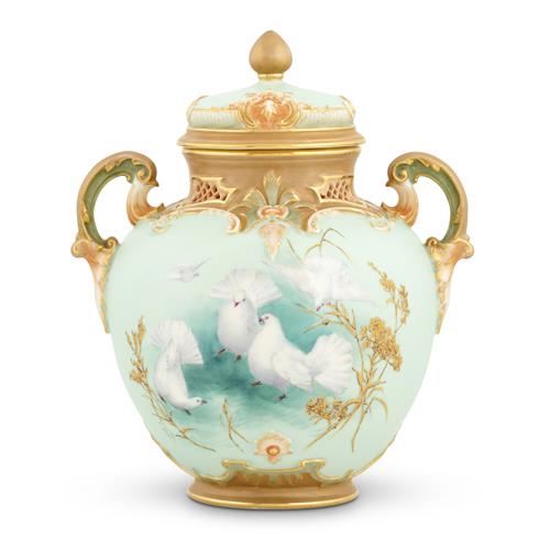 A Royal Worcester Porcelain Pot Pourri Vase Decorated By Charles Baldwyn Shape 1515, Date Cipher For 1905