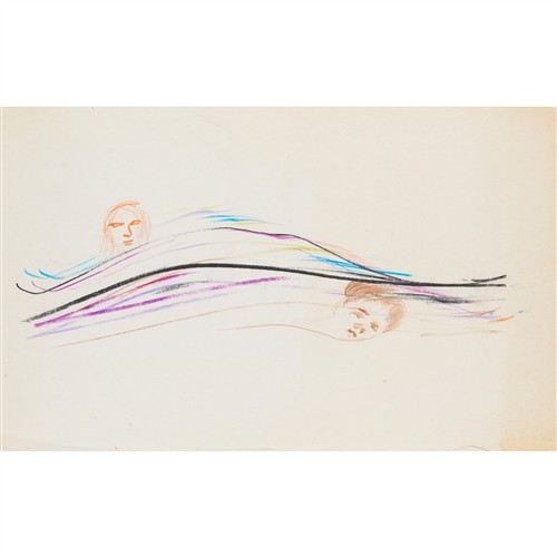 80 · SIDNEY NOLAN (1917-1992) (Lovers) c.1980 mixed media on paper 20 x 33cm