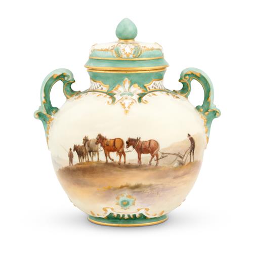 A Royal Worcester Porcelain Pot Pourri Vase Decorated By John Stinton, Jnr Shape 1515, Date Cipher For 1901