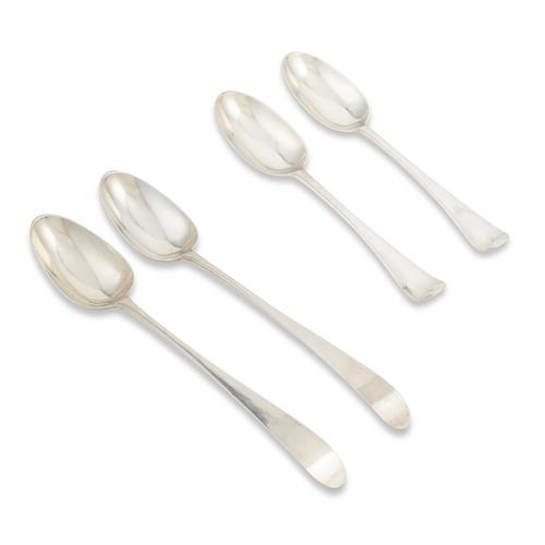 69 · TWO PAIRS OF GEORGE III STERLING SILVER GRAVY SPOONS Second half 18th century