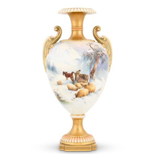 A Royal Worcester Porcelain Vase Decorated By Harry Davis Shape 1969, Date Cipher For 1910