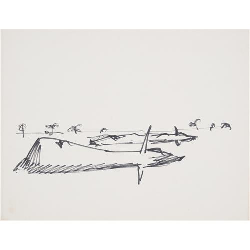 59 · SIDNEY NOLAN (1917-1992) (Drought carcasses) c.1954 ink on paper 25.5 x 33cm