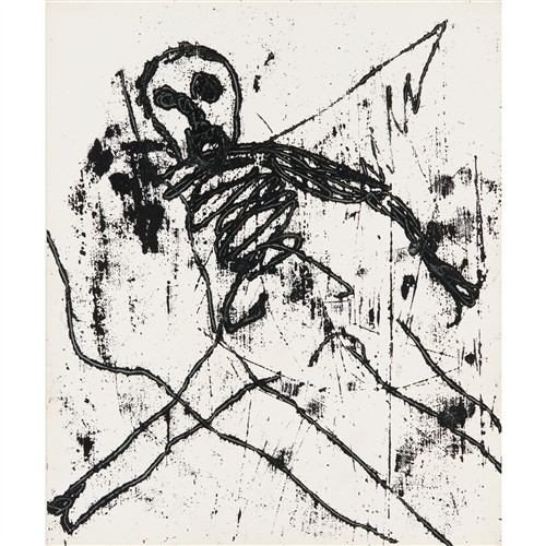 85 · SIDNEY NOLAN (1917-1992) Villan The Great Testament, Lowell Imitations No.16 1965 transfer drawing 30.5 x 25.5cm