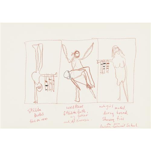 63 · SIDNEY NOLAN (1917-1992) (St Kilda Baths and nude model) c.1986 crayon on paper 30 x 42 cm