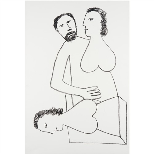 88 · SIDNEY NOLAN (1917-1992) (Man and Women) crayon on paper 112.5 x 76cm