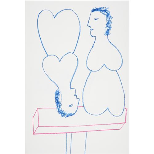 64 · SIDNEY NOLAN (1917-1992) (Two women) crayon on paper 112 x 76 cm