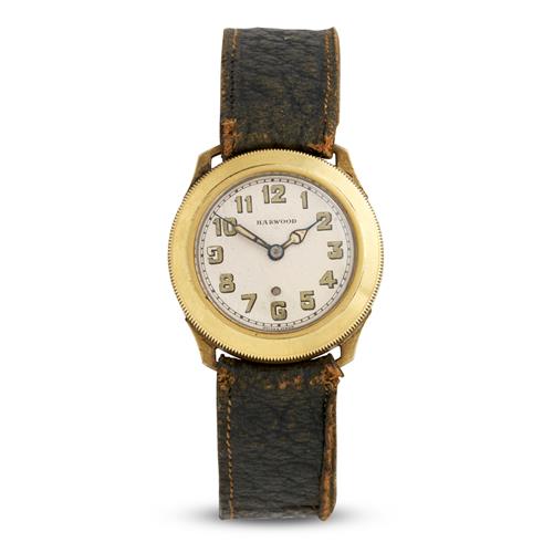 HARWOOD AN EARLY GOLD-FILLED WRIST WATCH CIRCA 1930