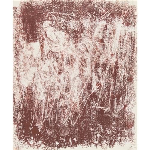 66 · SIDNEY NOLAN (1917-1992) (Figure with rifle) c.1967 monotype on paper 30.5 x 25.5cm