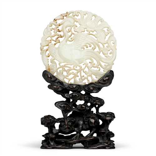 A CHINESE WHITE JADE OPENWORK PHOENIX BI DISC, QING DYNASTY (1644-1912)