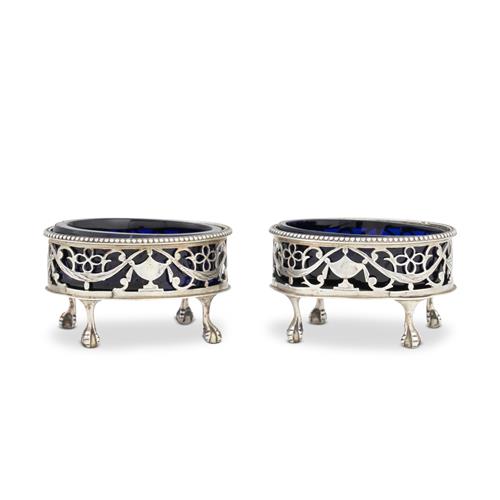 55 · A PAIR OF COLONIAL AMERICAN SILVER SALT CELLARS Timothy Bontecou, Jnr, New Haven, Connecticut, circa 1770