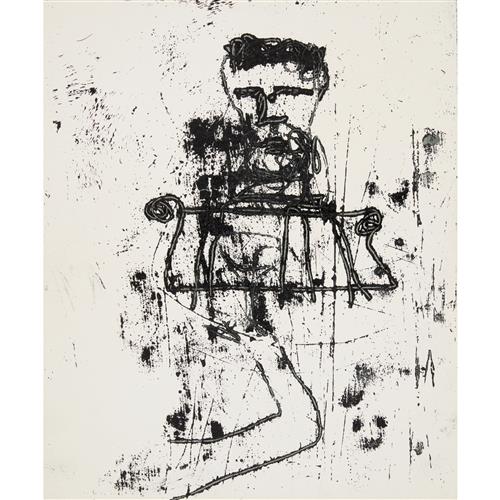 70 · SIDNEY NOLAN (1917-1992) Mallarme at Gautier’s Grave: Lowell Imitations (no.96) 1965 transfer drawing 30.5 x 25.5cm