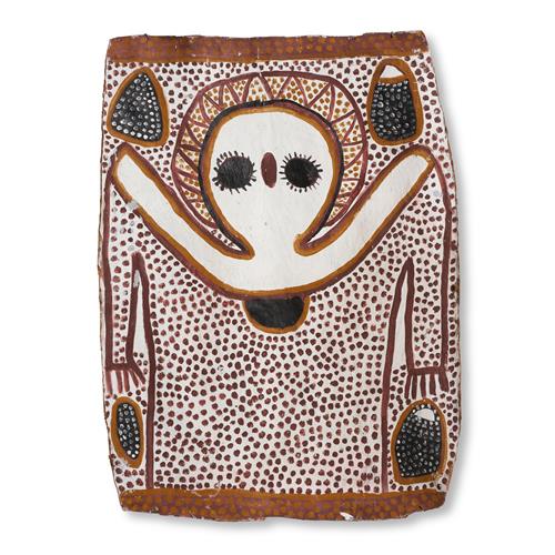 92 · LILY KARADADA (born c.1927) (Language group: Woonambal) Untitled 1997 natural earth pigments on bark 77 x 57cm