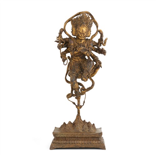 73 · A CHINESE GILT LACQUERED BRONZE FIGURE OF UCCHUSMA, HONGWU MARK, MING DYNASTY (1368 - 1644)