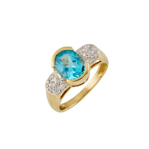 18 · BLUE TOPAZ AND DIAMOND RING