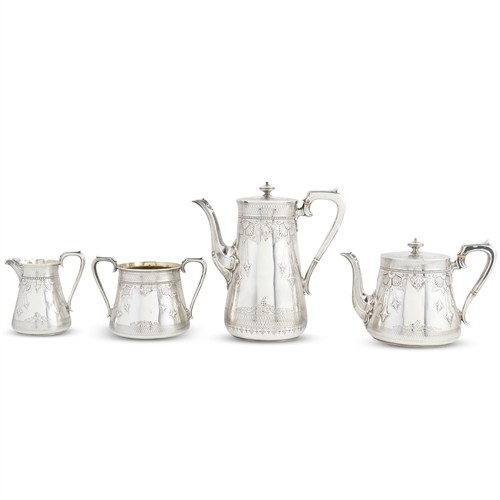 86 · A VICTORIAN STERLING SILVER TEA AND COFFEE SERVICE Elkington & Co. (Frederick Elkington), London, 1871 and 1872