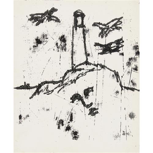 77 · SIDNEY NOLAN (1917-1992) Lowell: Imitations 1965 transfer drawing 30.5 x 25.5cm