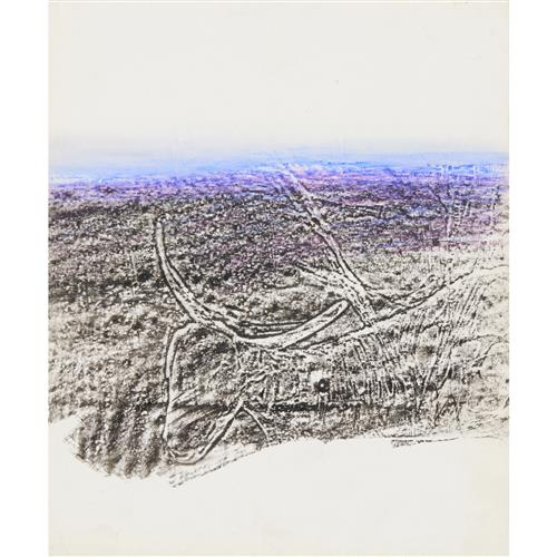 79 · SIDNEY NOLAN (1917-1992) (Ram) c.1958 mixed media and crayon rubbing on paper 30.5 x 25.5cm