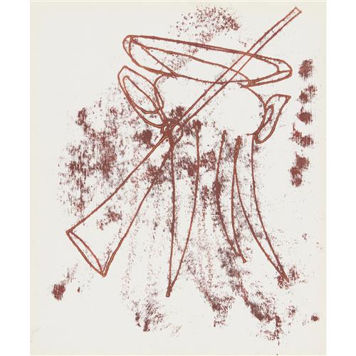 84 · SIDNEY NOLAN (1917-1992) (Rifle) c.1967 transfer drawing on paper 30.5 x 25.5cm