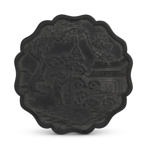 A Chinese Ink Cake With 'Moon Rabbit Pounding The Elixir' Decoration, Qing Dynasty (1644-1912)