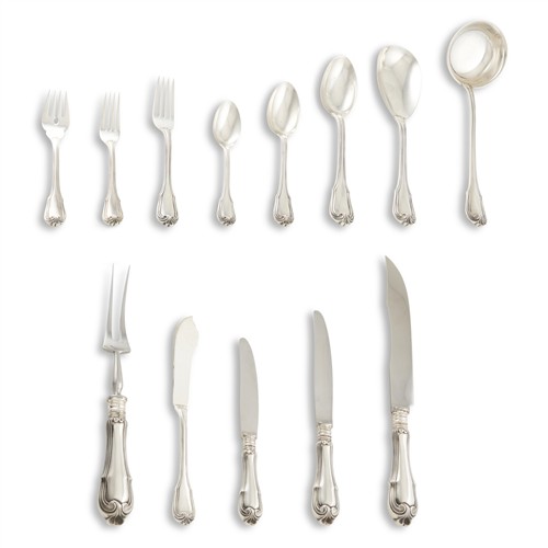 A BUCCELATI STERLING SILVER 'BORGIA' PATTERN FLATWARE SERVICE The pattern introduced 1960s, this service late 20th century