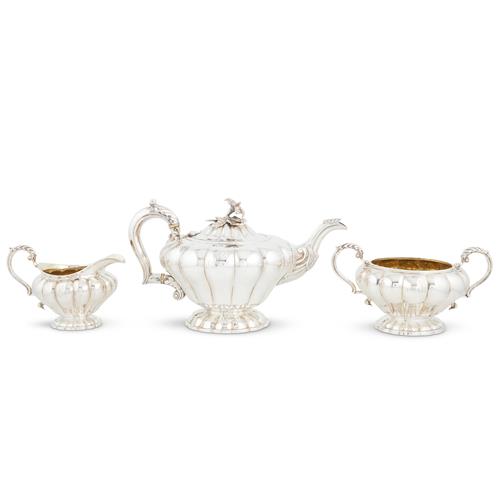 84 · A GEORGE IV STERLING SILVER TEA SERVICE Probably Joseph Angell I (marks rubbed), London, 1827