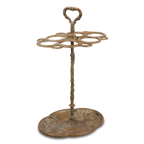 31 · A VICTORIAN-STYLE GILT BRONZE STICK / UMBRELLA STAND, MODELLED WITH SERPENTS Please see important information below regarding collec...