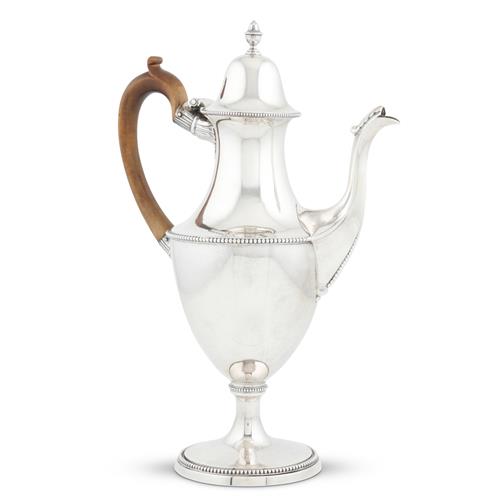 85 · A GEORGE III STERLING SILVER COFFEE POT John Langlands I & John Robertson I, Newcastle, 1788