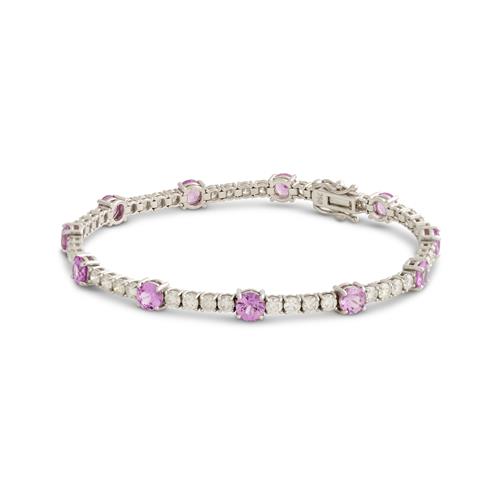 70 · 18CT WHITE GOLD, PINK SAPPHIRE AND DIAMOND BRACELET