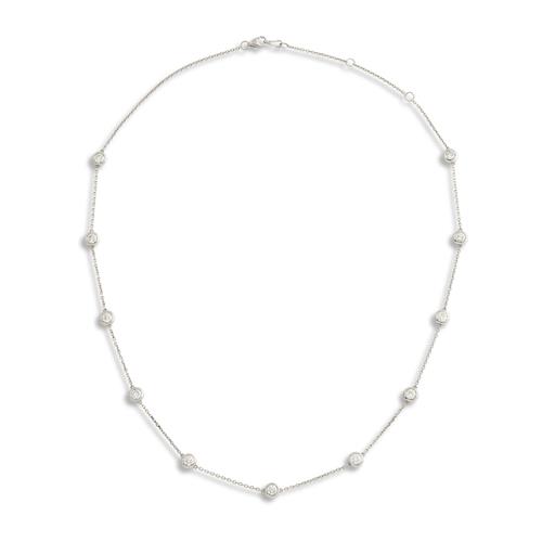 9ct White Gold And Diamond Necklace